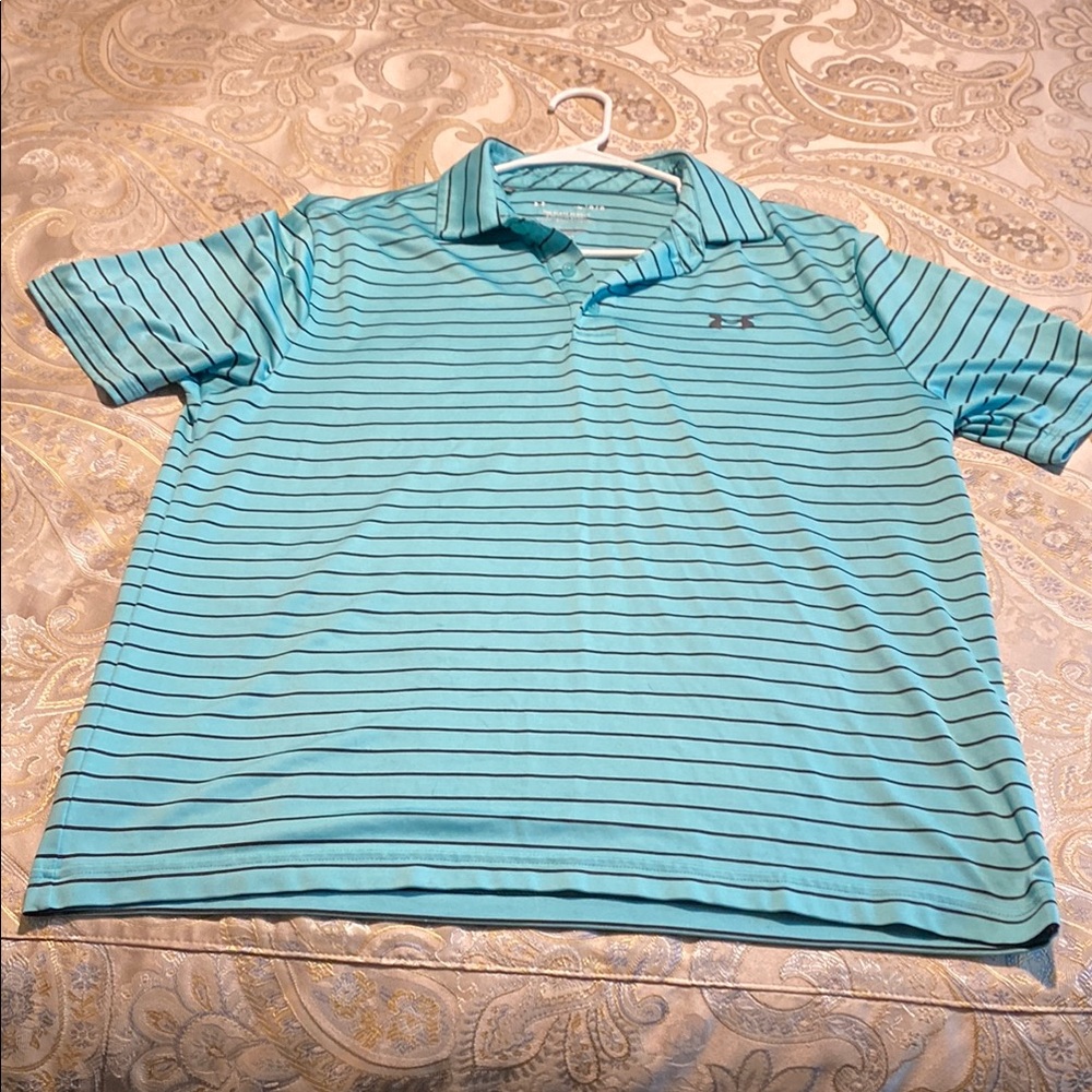 Under Armour Men's Blue Striped Polo Shirt